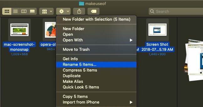 Zmień nazwy wielu plików w macOS Finder