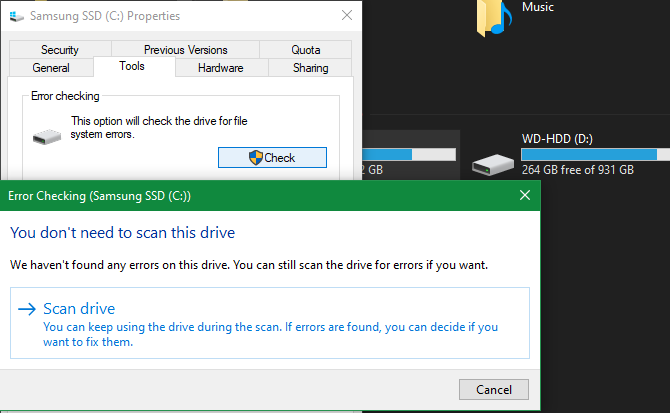 Interfejs GUI Windows Disk Check