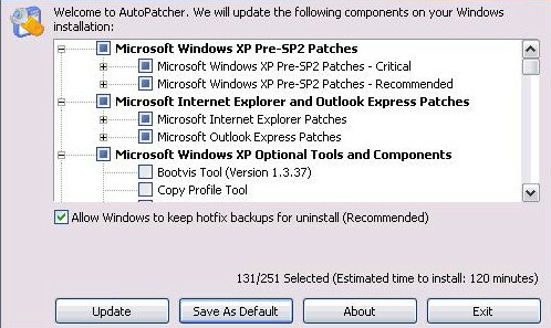 Zrzut ekranu Windows AutoPatcher