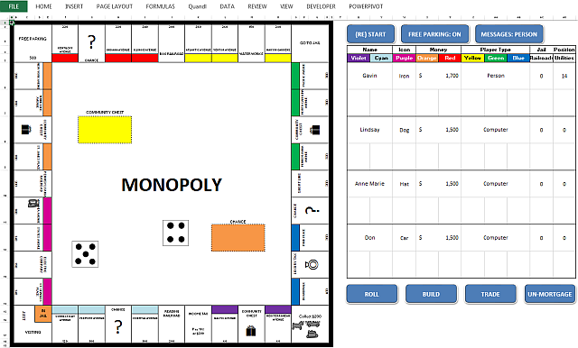 Monopolowa gra Microsoft Excel