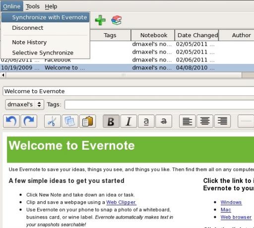 klient Evernote dla systemu Linux