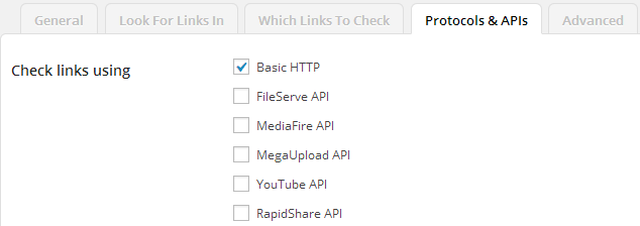 Protokoły Broken Link Checker i karta apis